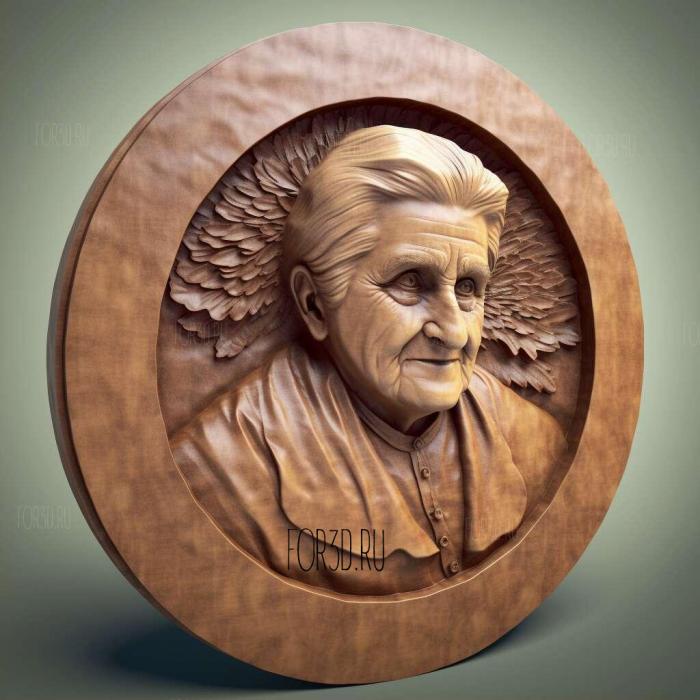 Maria Montessori 3 stl model for CNC